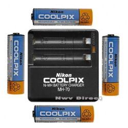 Nikon MH-70 Battery Quick Charger Kit for Coolpix Digital Camera (Includes 4 AA Batteries)
