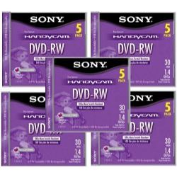 Sony DMW30/5 1.4GB (30 Minute) DVD-RW Discs for DVD Camcorders - with Jewel Cases (5-Pack)