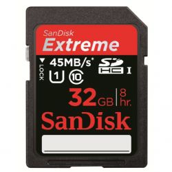 SanDisk Extreme 32 GB SDHC Class 10 UHS-1 Flash Memory Card 45MB/s