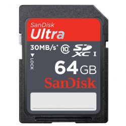 SanDisk Ultra 64 GB SDXC Class 10 Flash Memory Card @ 30MB/s