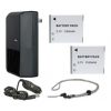 Canon PowerShot High Capacity Batteries (2 Units) + AC / DC Travel Charger + Krusell Multidapt Neck Strap (Black Finish)