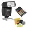 Nikon D3000 Bounce, Zoom & Swivel Head Flash + High Powered AC Rapid Charger With 4AA 2900 Mah Batteries + 5 Piece Cleaning Kit